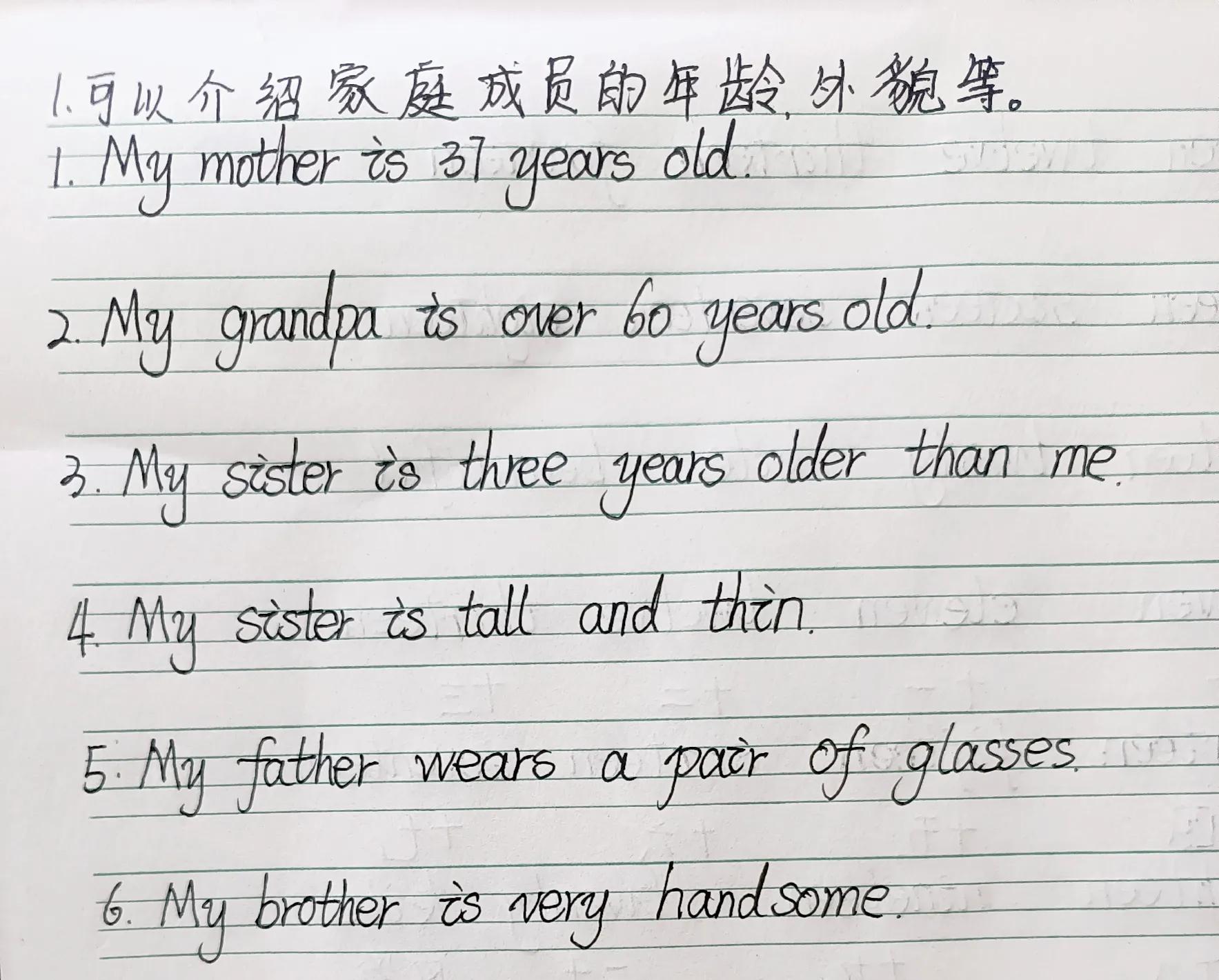 小学通用英语小作文，家庭成员，写作思路