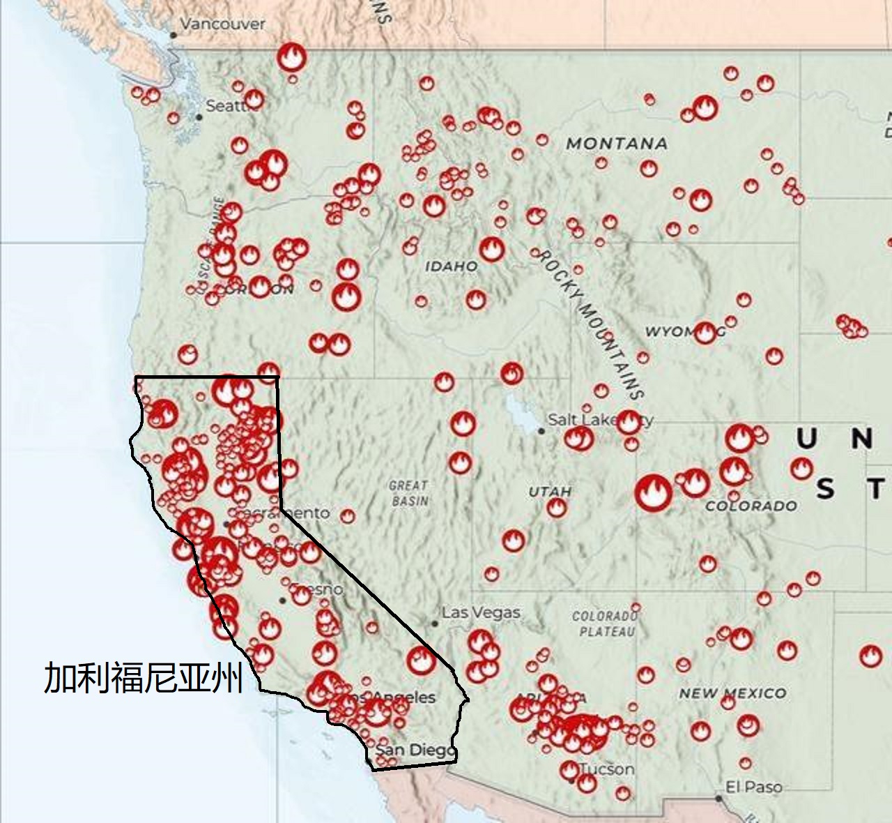 加利福尼亚州地图,加利福尼亚州地图位置