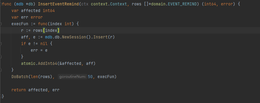 利用golang的并发能力，批量插入数据