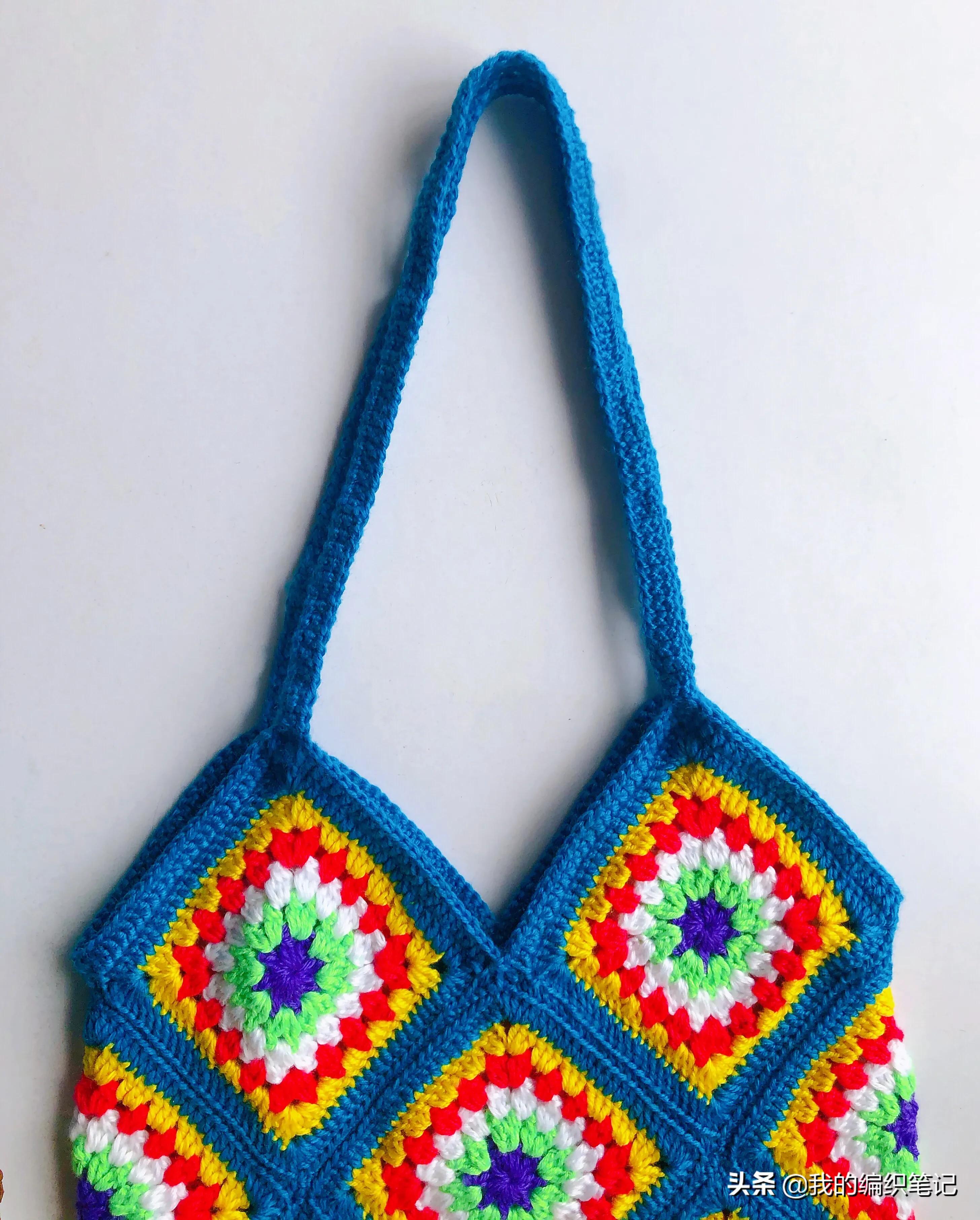 毛线怎么接线(毛线钩针编织祖母方格拼接挎包)