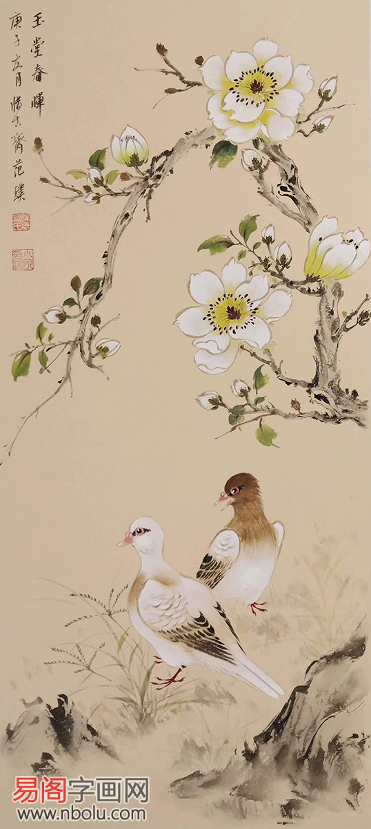 明净工丽，典雅优美，范璞（范小婉）花鸟画：万趣融其情思