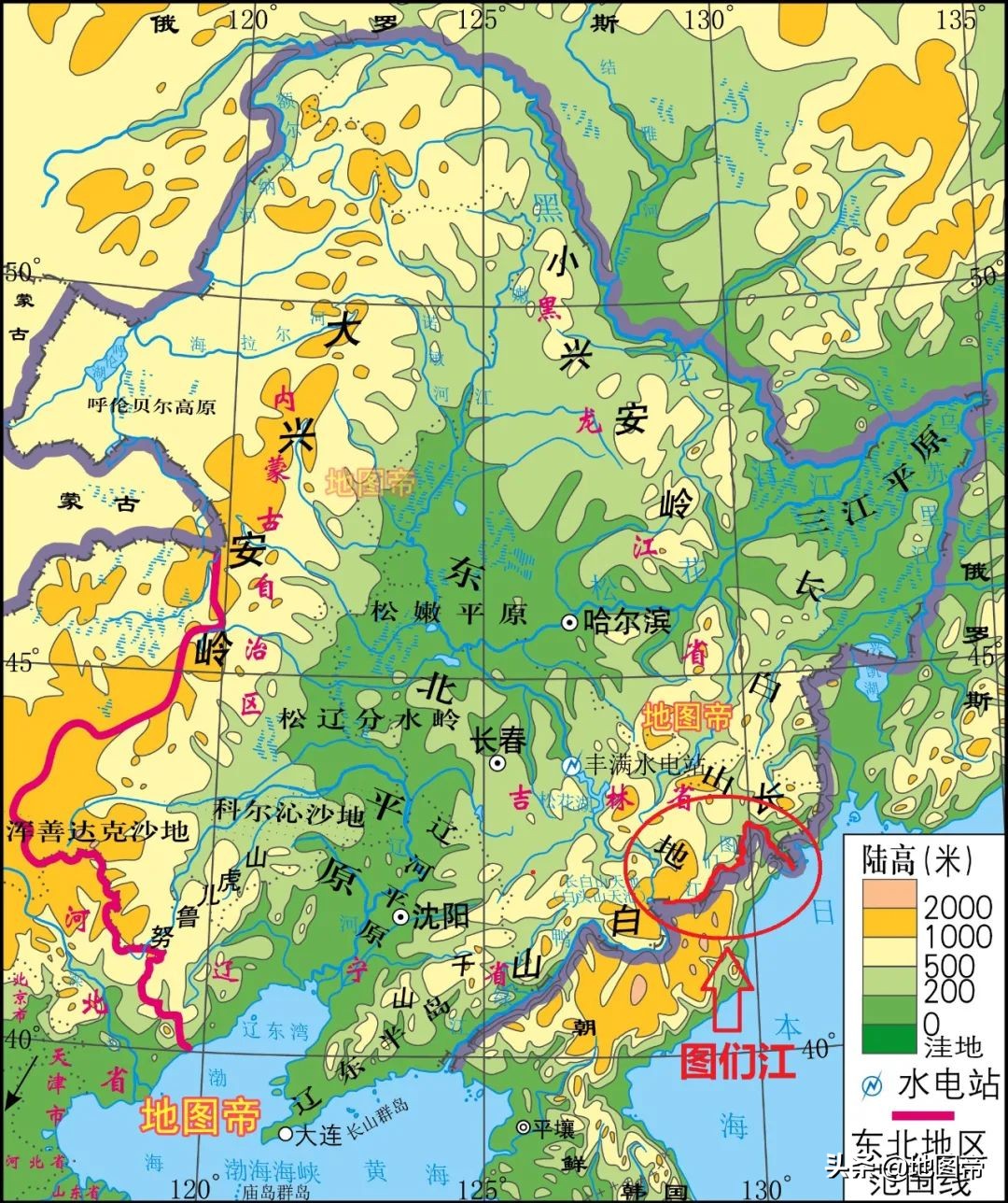 长白山走向图图片