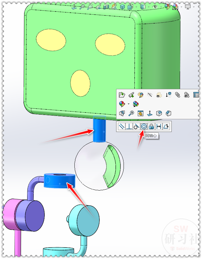 SolidWorks机器人俯仰机构，装配与运动过程