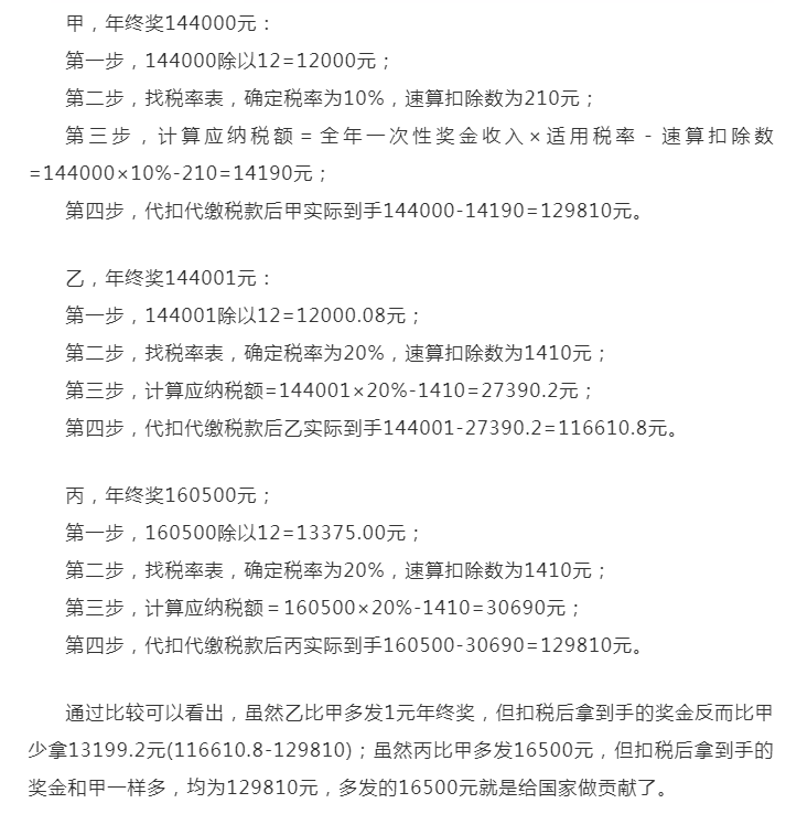 年终奖个税计算公式,2022年终奖个税计算公式