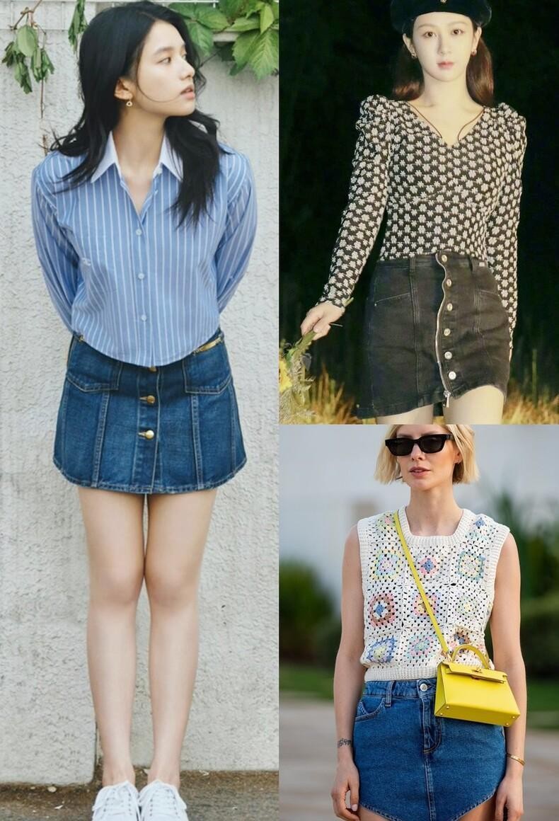 假胯宽女孩也能穿短裙，只要选对了款式，显腿细腿长不在话下