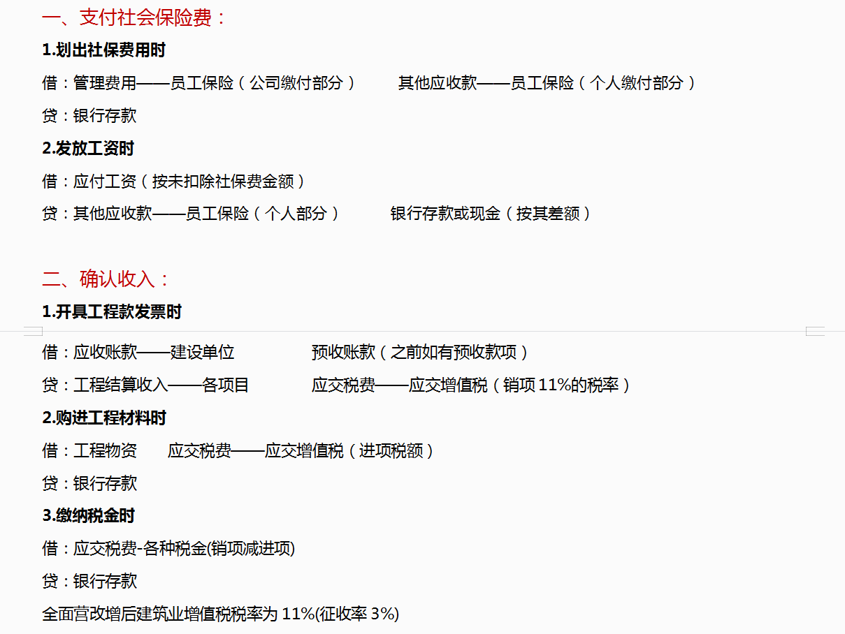 建筑工程会计：全套做账流程，附工程施工会计科目