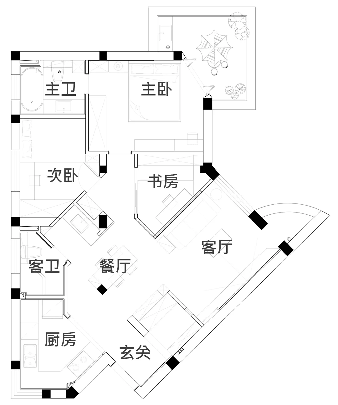 上海80㎡歪斜户型,神奇改造挤出书房、餐厅!简直改造教科书