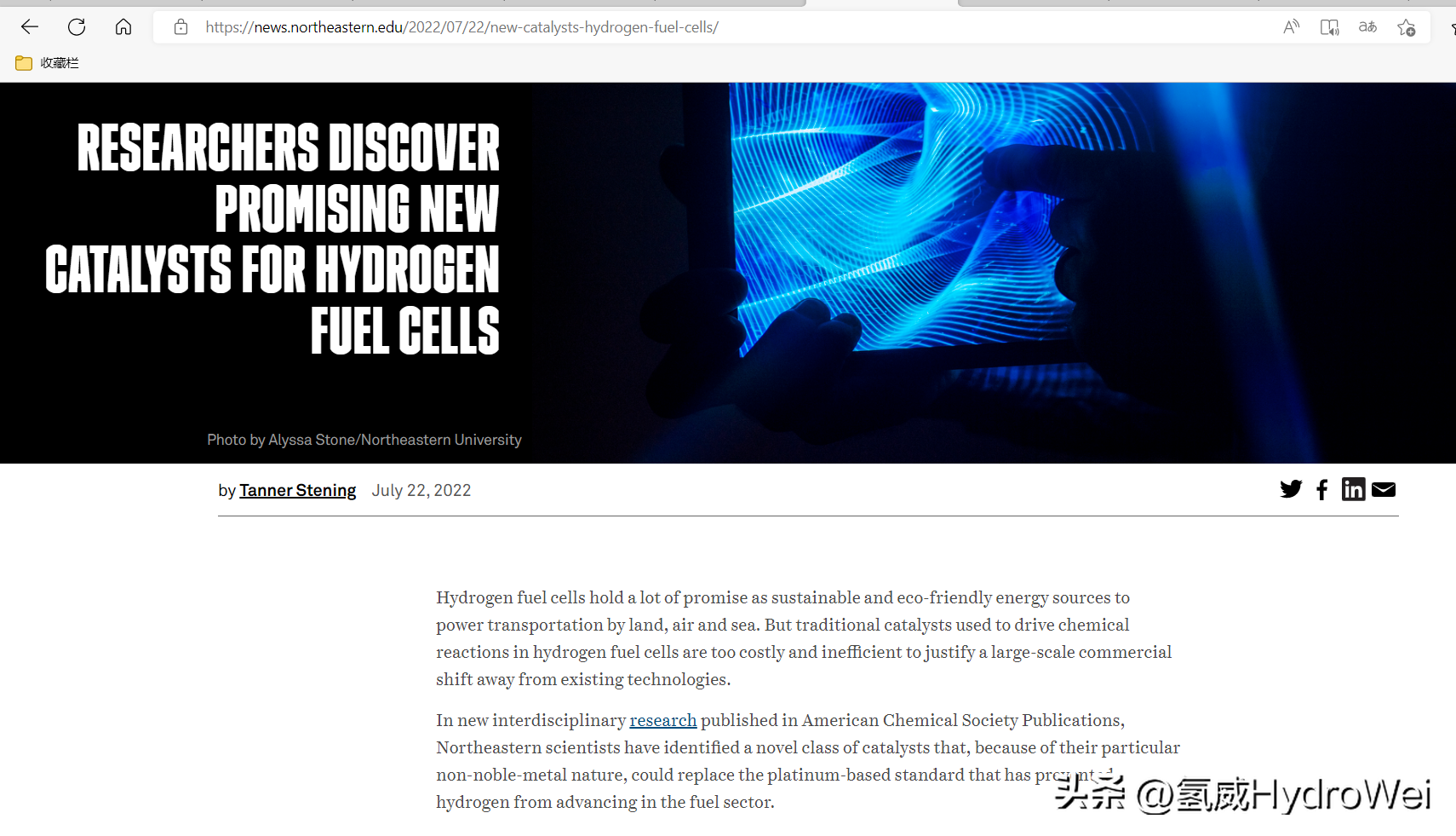 northeastern university研究人员发现有前途的氢燃料电池新催化剂