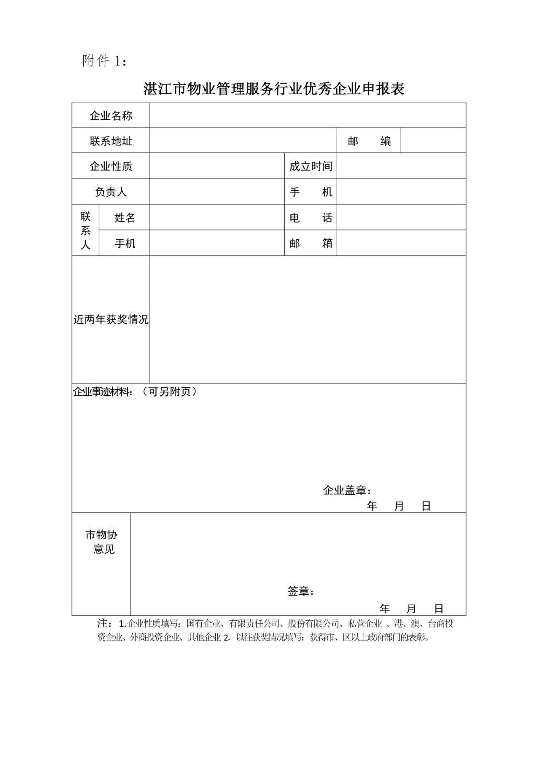 关于开展湛江市物业管理服务行业表彰活动