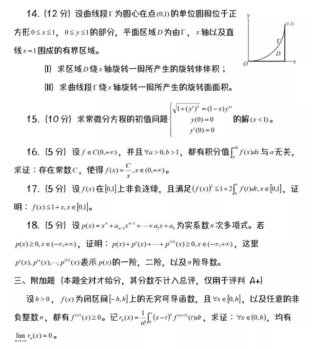清华大学期末微积分试卷，网友：不愧是清华的题，爱了爱了