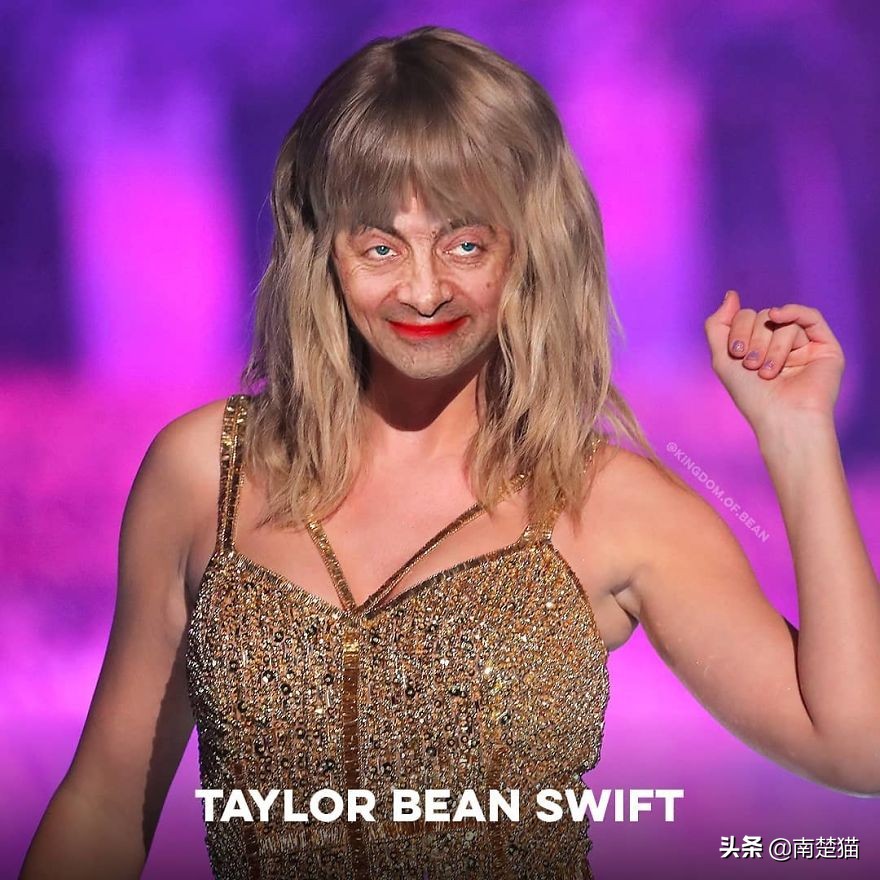 把憨豆先生的脸放在20个名人身上