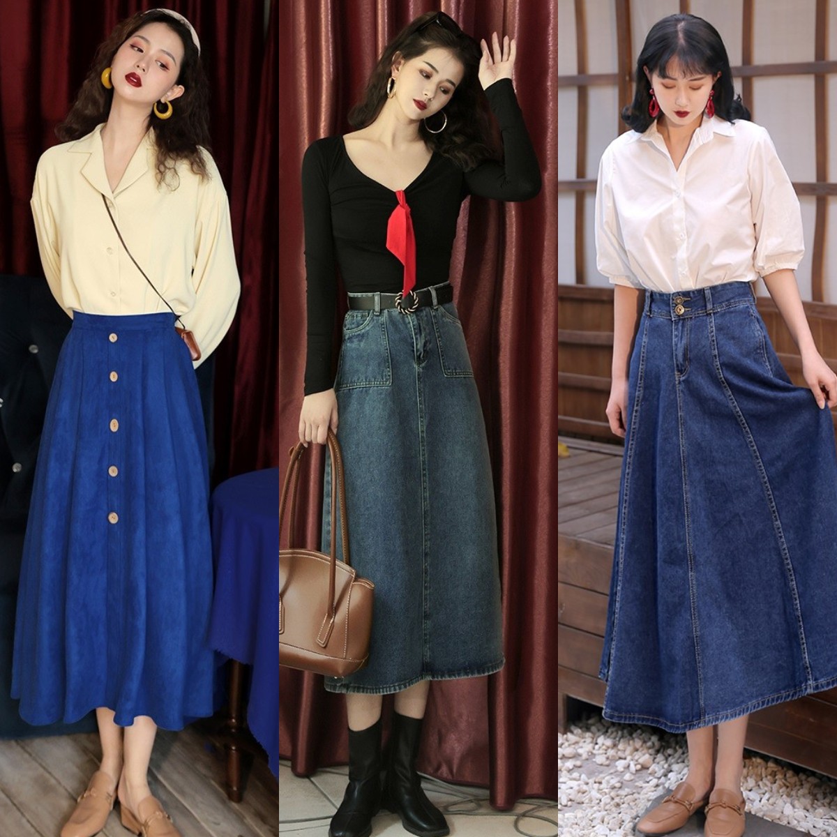 半身裙怎么搭配上衣图片(半身裙的正确打开方式)