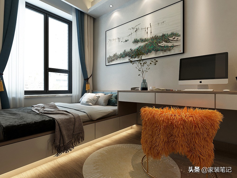130㎡的四居室，装修现代中式，全屋时尚、前卫又有意境，很喜欢