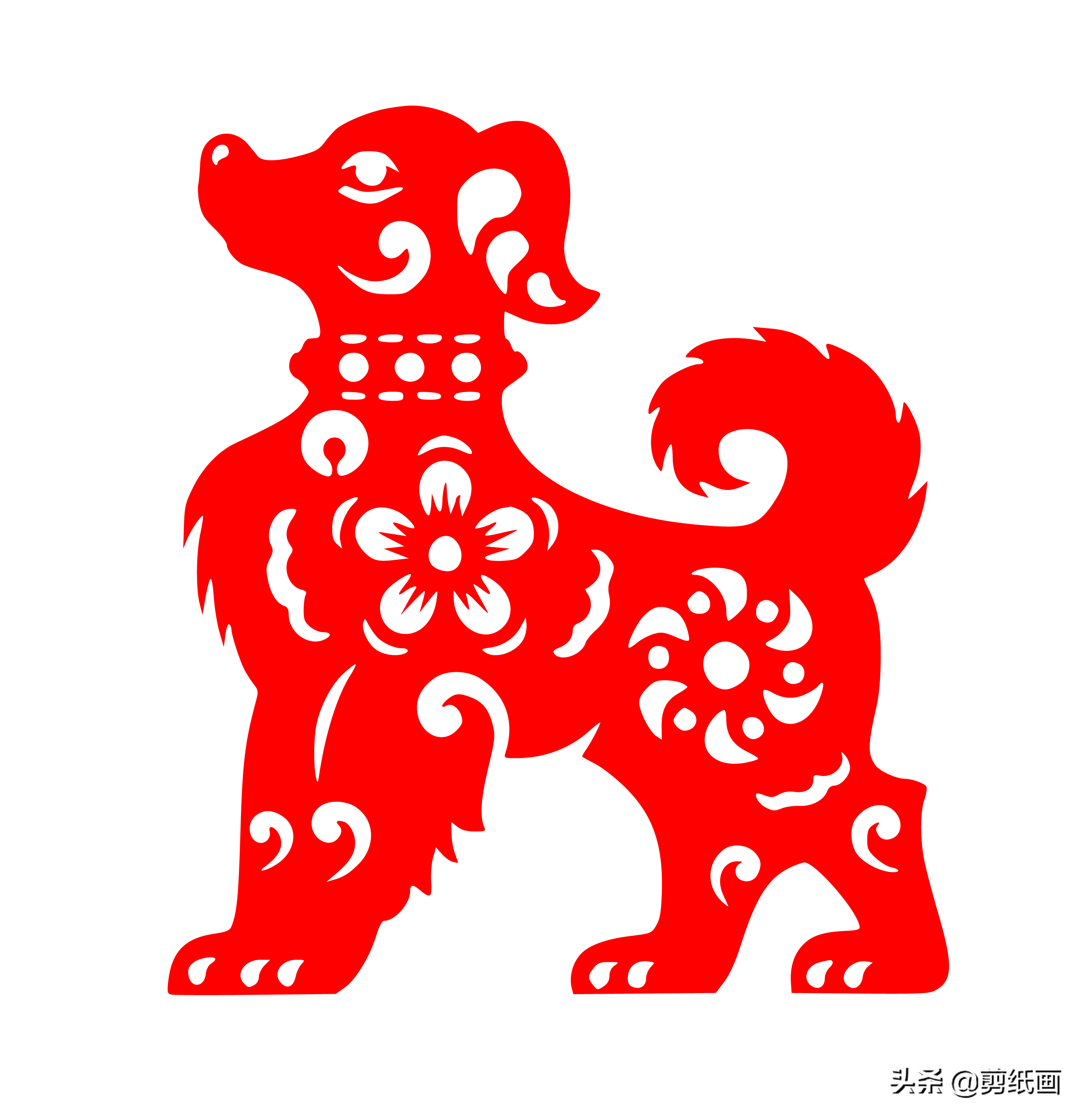 十二生肖剪纸狗,从一而终,狗不懂背叛,欺骗与怀疑,只有忠诚