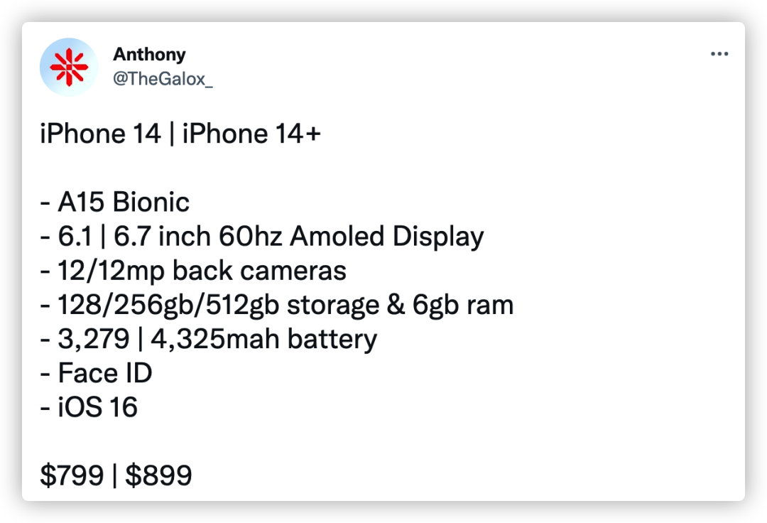 iPhone 14 全系规格及售价曝光，绝了
