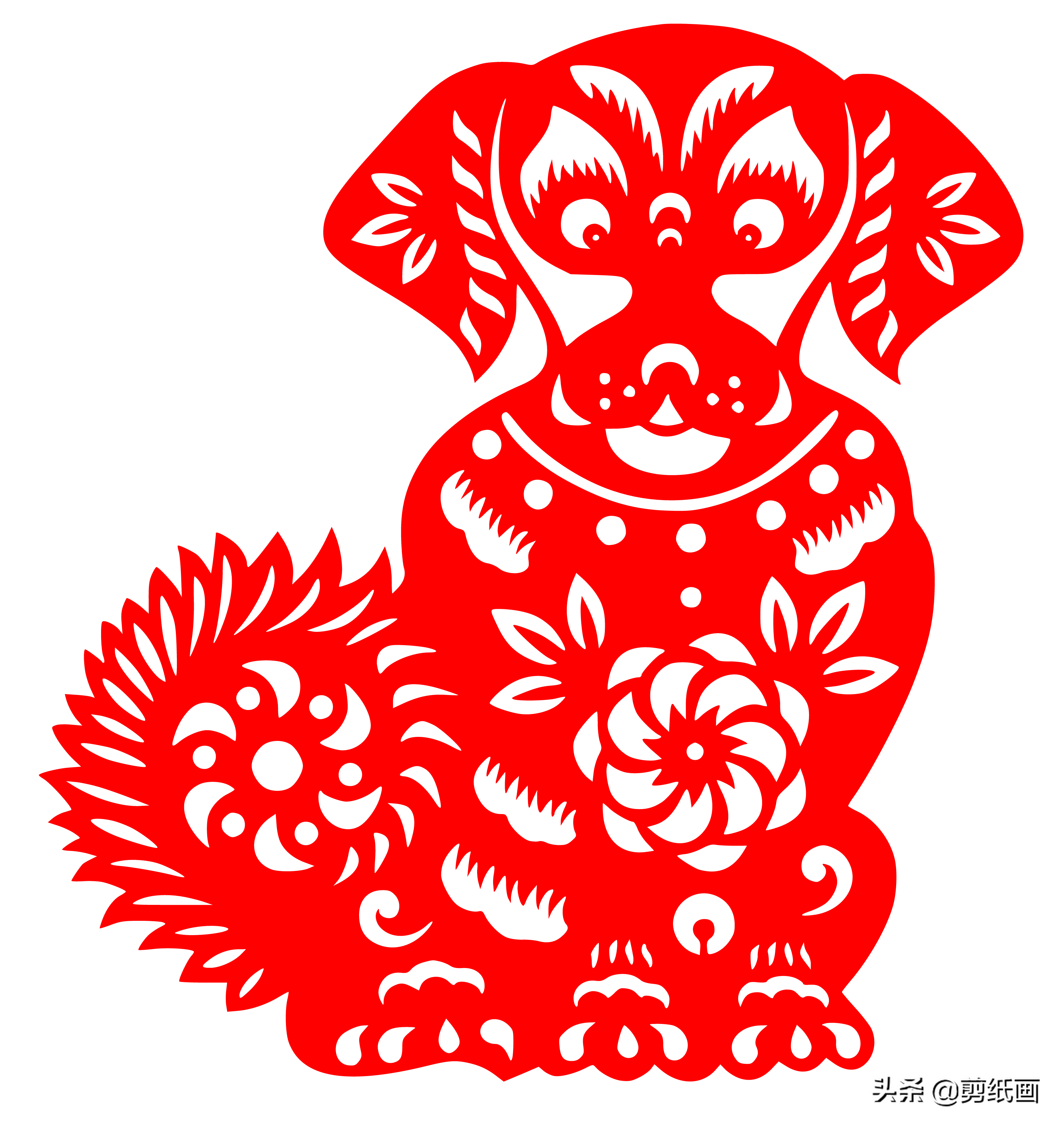 十二生肖剪纸狗,从一而终,狗不懂背叛,欺骗与怀疑,只有忠诚