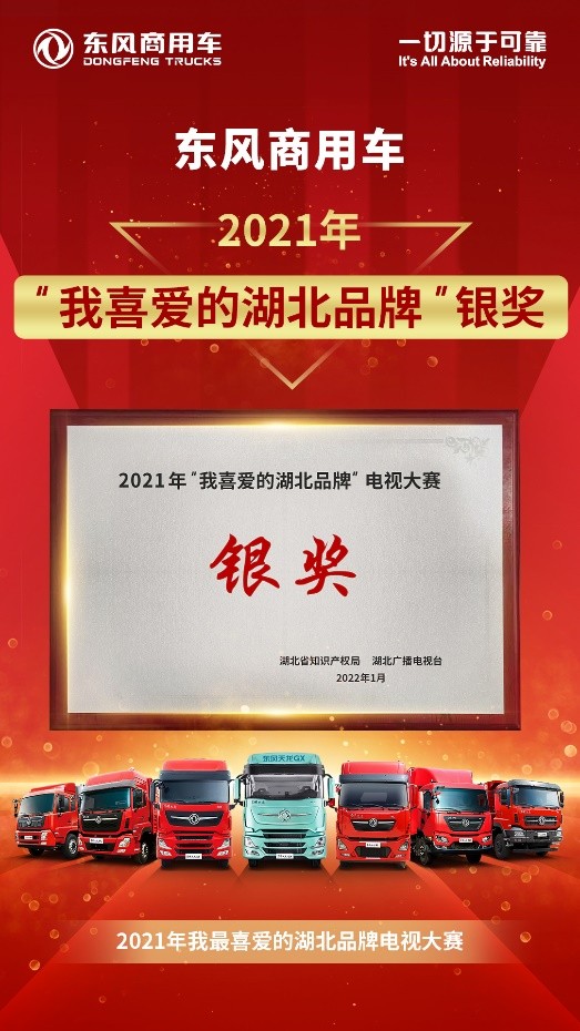 品牌强省靓丽名片 东风商用车荣膺“2021年我喜爱的湖北品牌”银奖