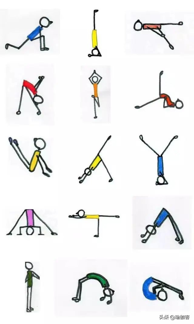 超全300个瑜伽小人体式图 简单易学的体式绘法，瑜伽老师排课必备