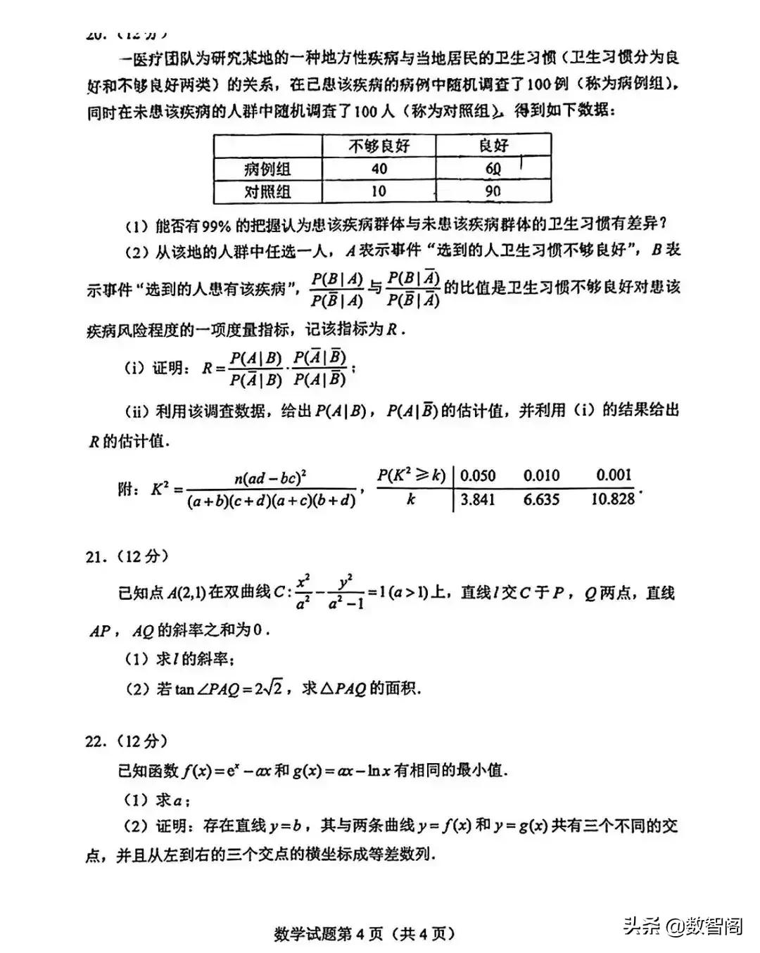 2022年全国新高考I卷数学卷答案。看到答案直呼太难了