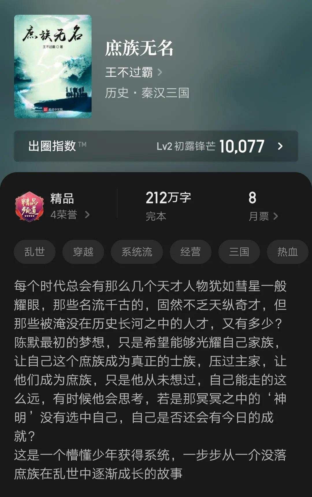 六本秦汉三国时期完本精品小说，文笔好收藏高，内容精彩，书荒进