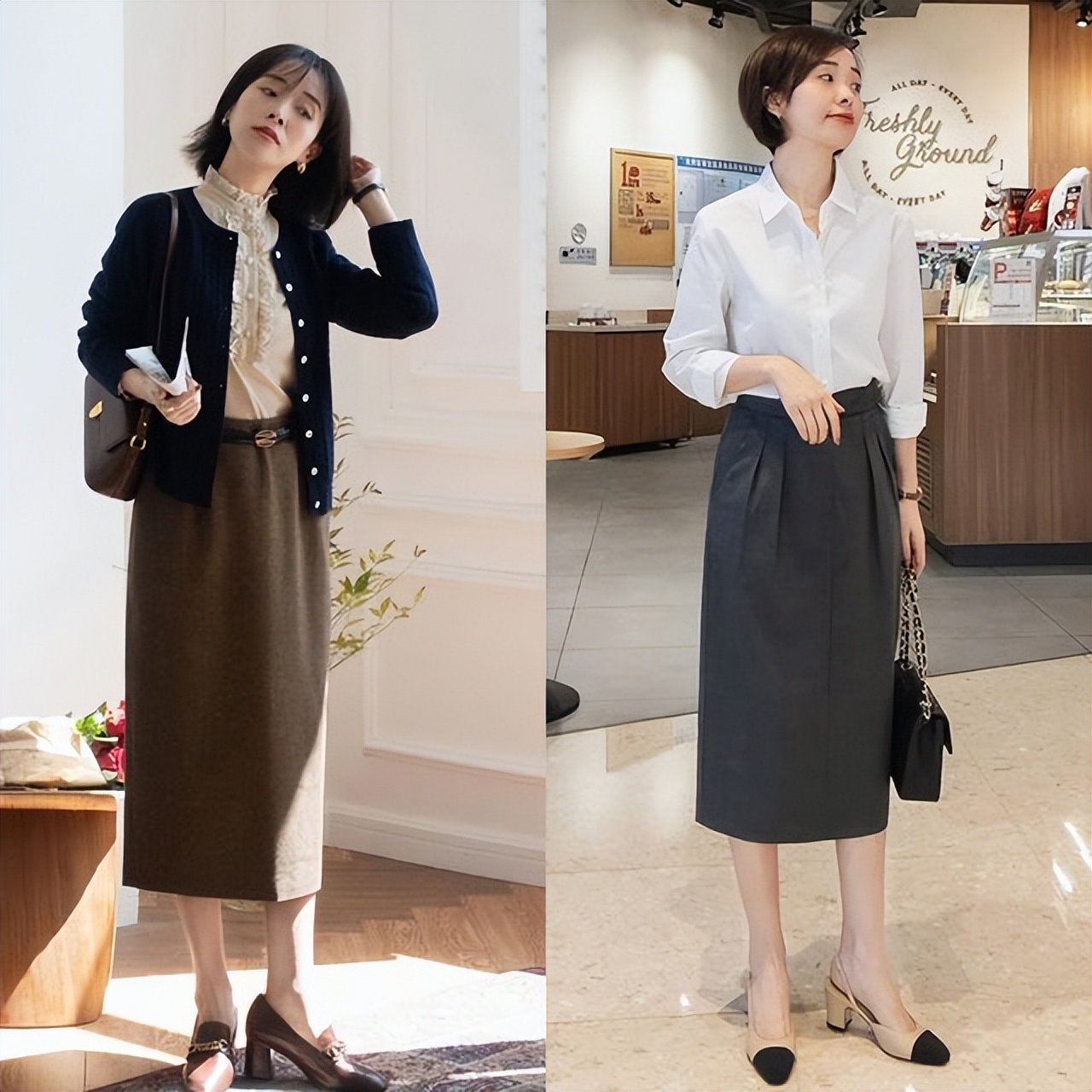 秋天穿外套流行“及腰不过胯”，显高又舒适，五六十岁女人穿很美