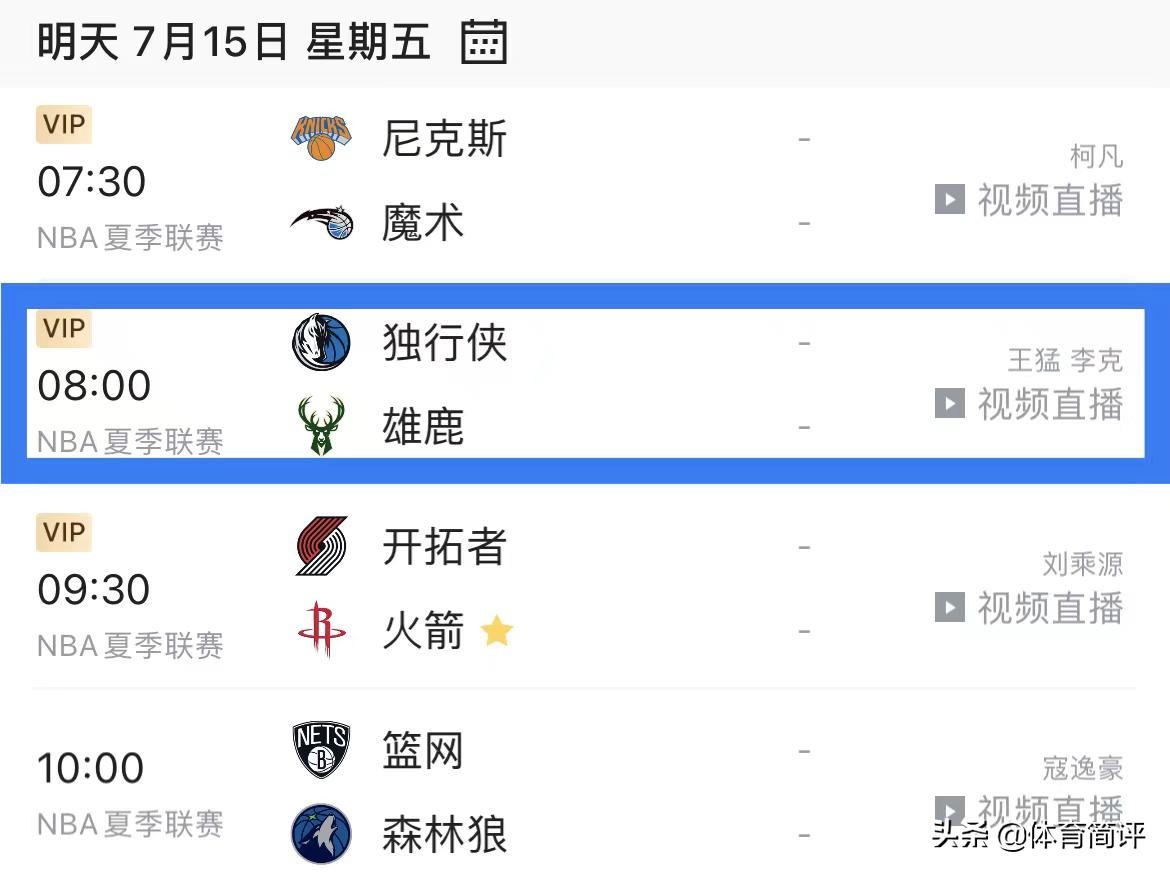 nba夏季联赛为什么看不了(8场视频直播！7月15日NBA夏季联赛赛程出炉，郭昊文有望再创新高)