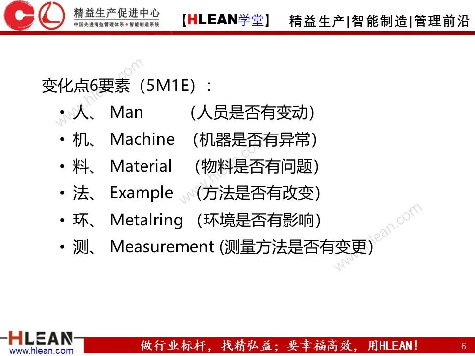 「精益學堂」5M1E變化點管理—阻止不良發生之活動