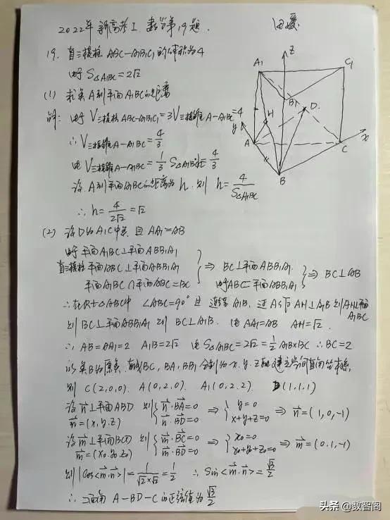 2022年全国新高考I卷数学卷答案。看到答案直呼太难了