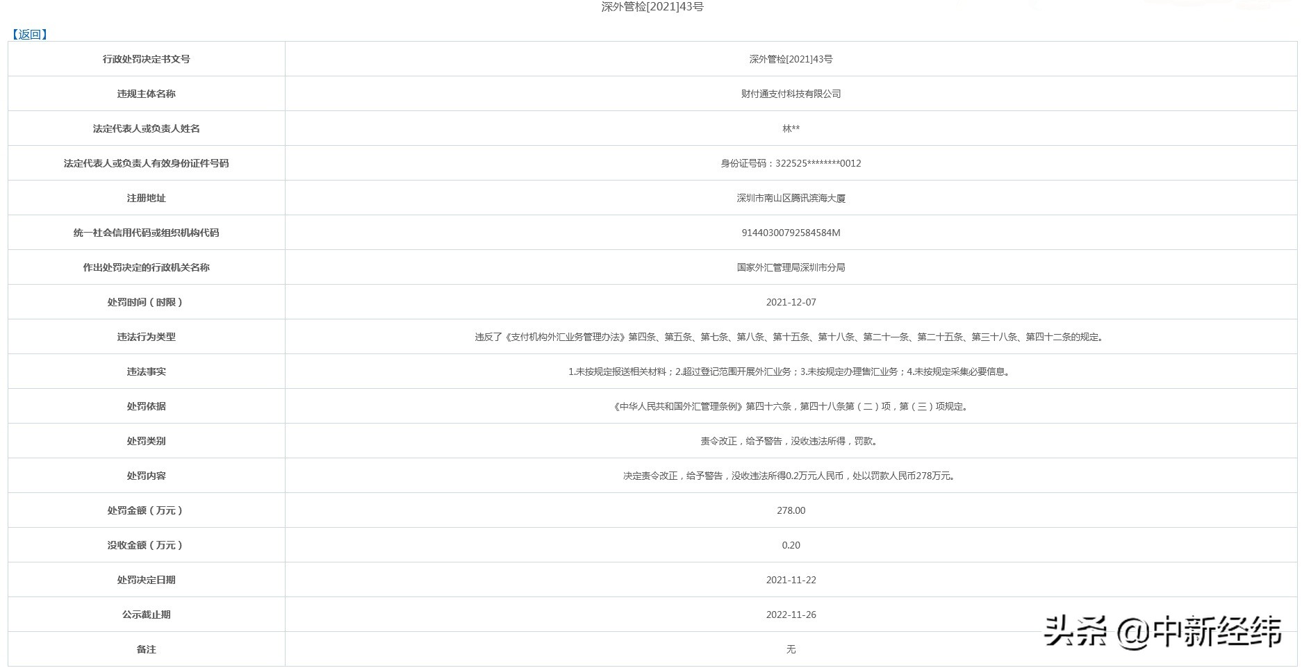 涉超范围开展外汇业务等“四宗罪”！腾讯财付通被罚278万