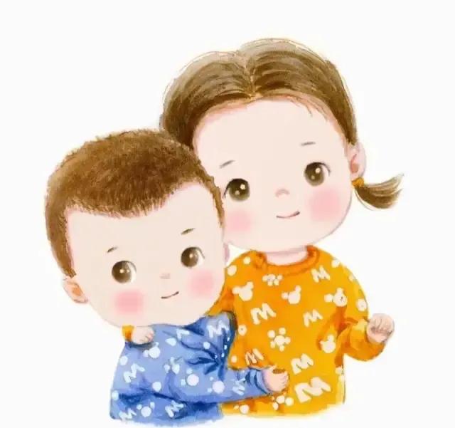 二胎兄妹,兄弟卡通图片