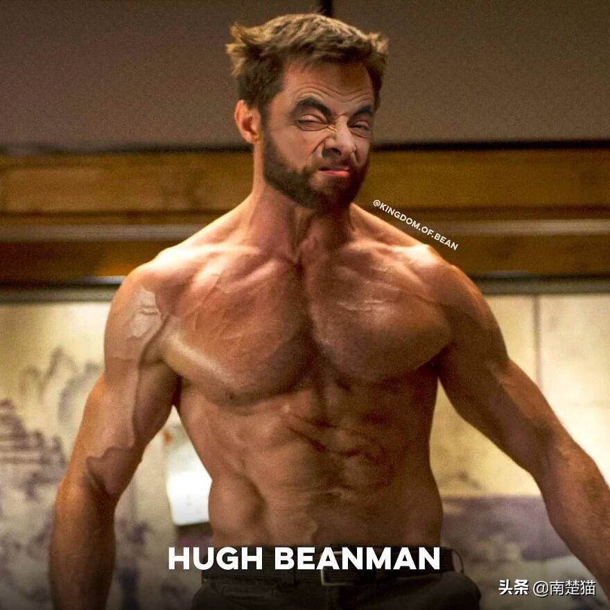 把憨豆先生的脸放在20个名人身上