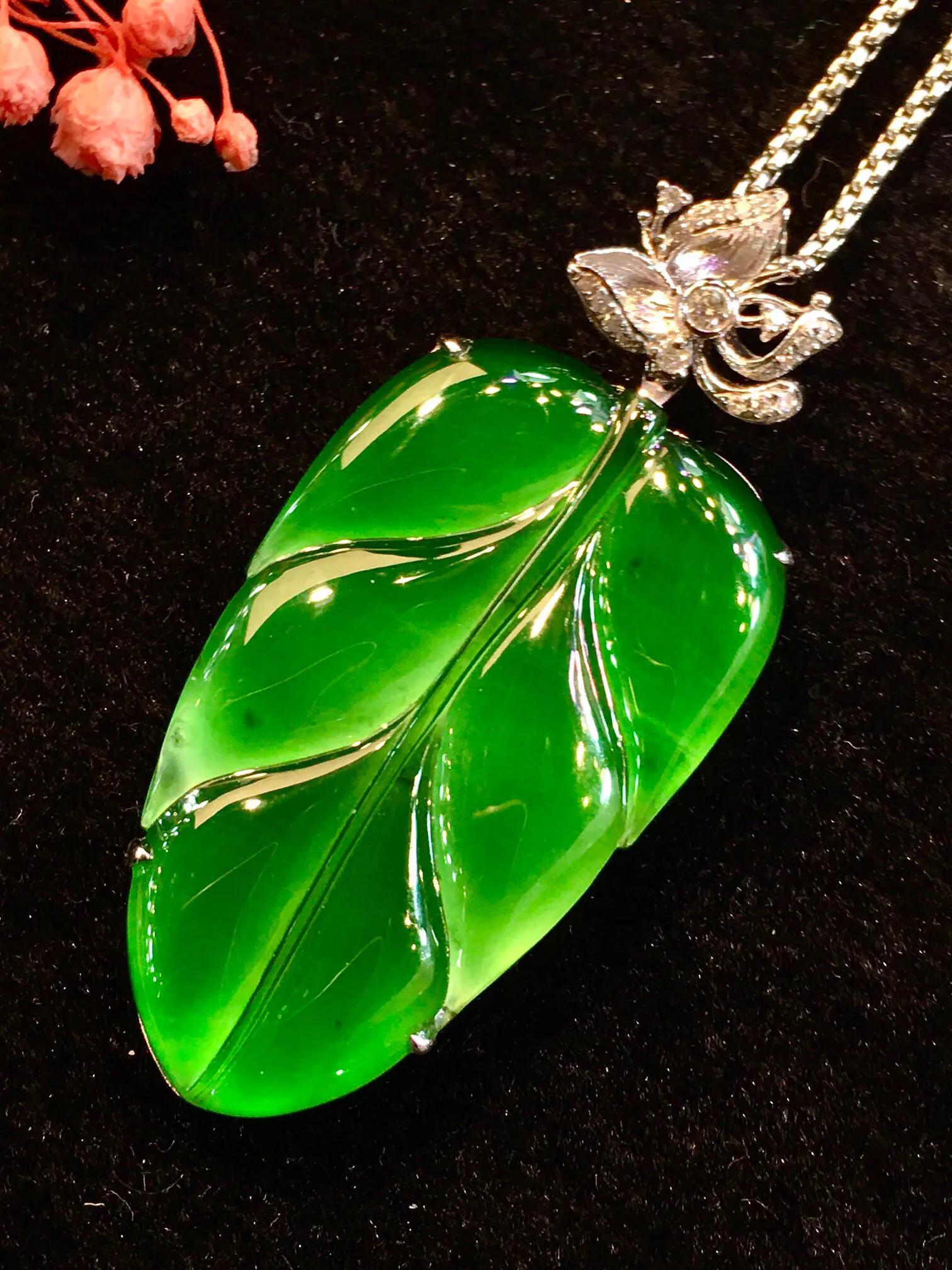 玉石吊坠图片大全(翡翠叶子吊坠图集) - 赤虎壹号