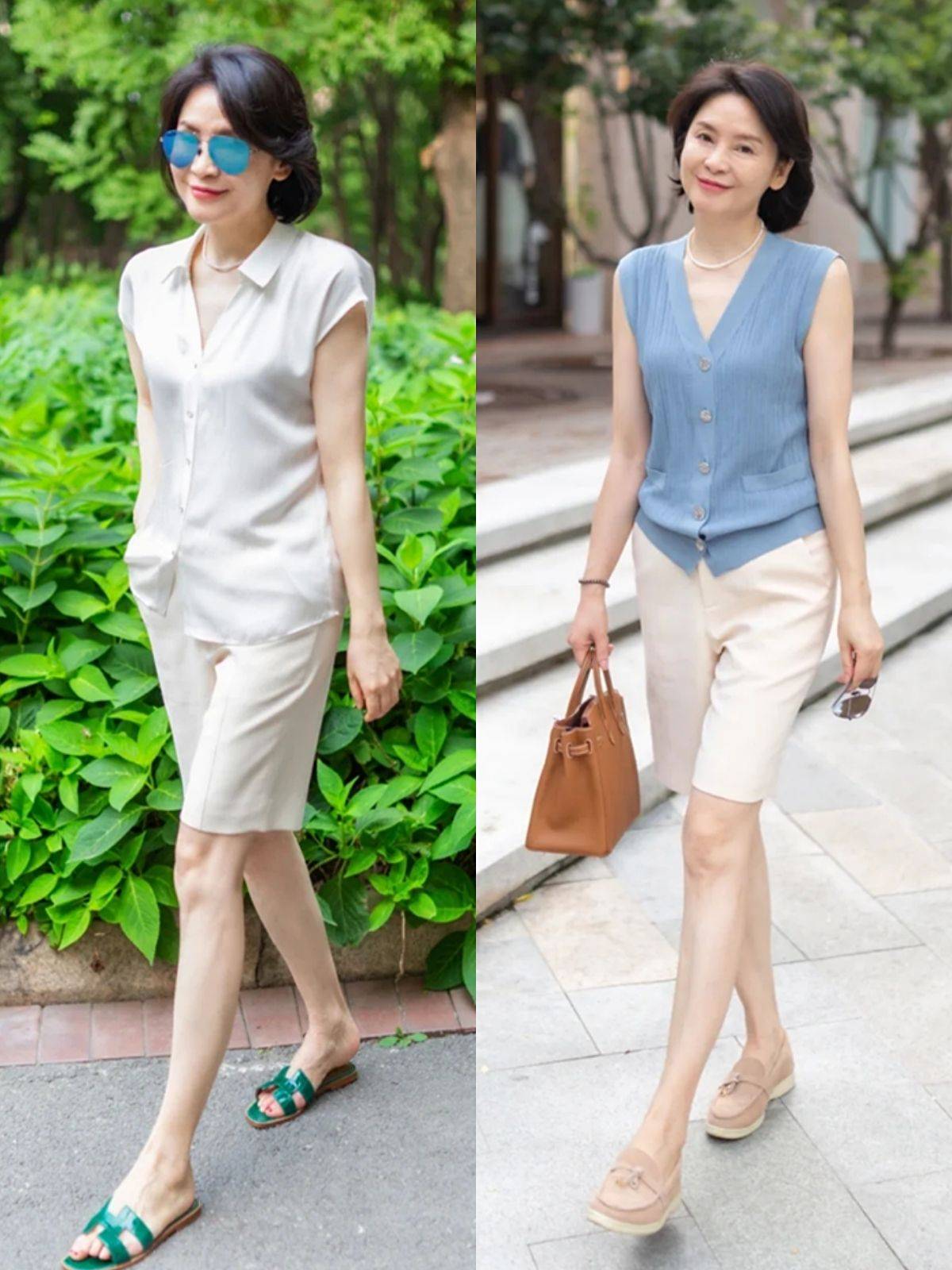 秋天穿外套流行“及腰不过胯”，显高又舒适，五六十岁女人穿很美