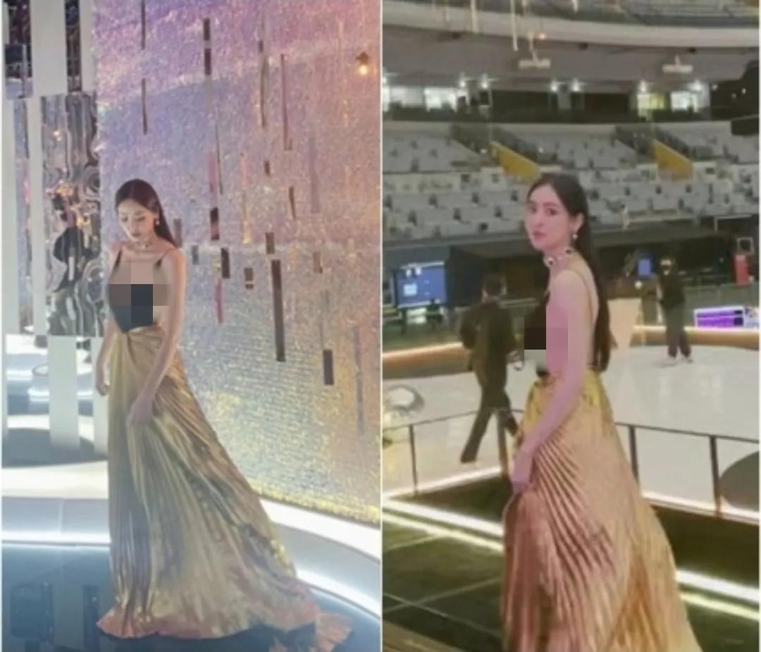 韩女星李多熙穿着遮住的连衣裙，176cm，51kg，别致的时尚