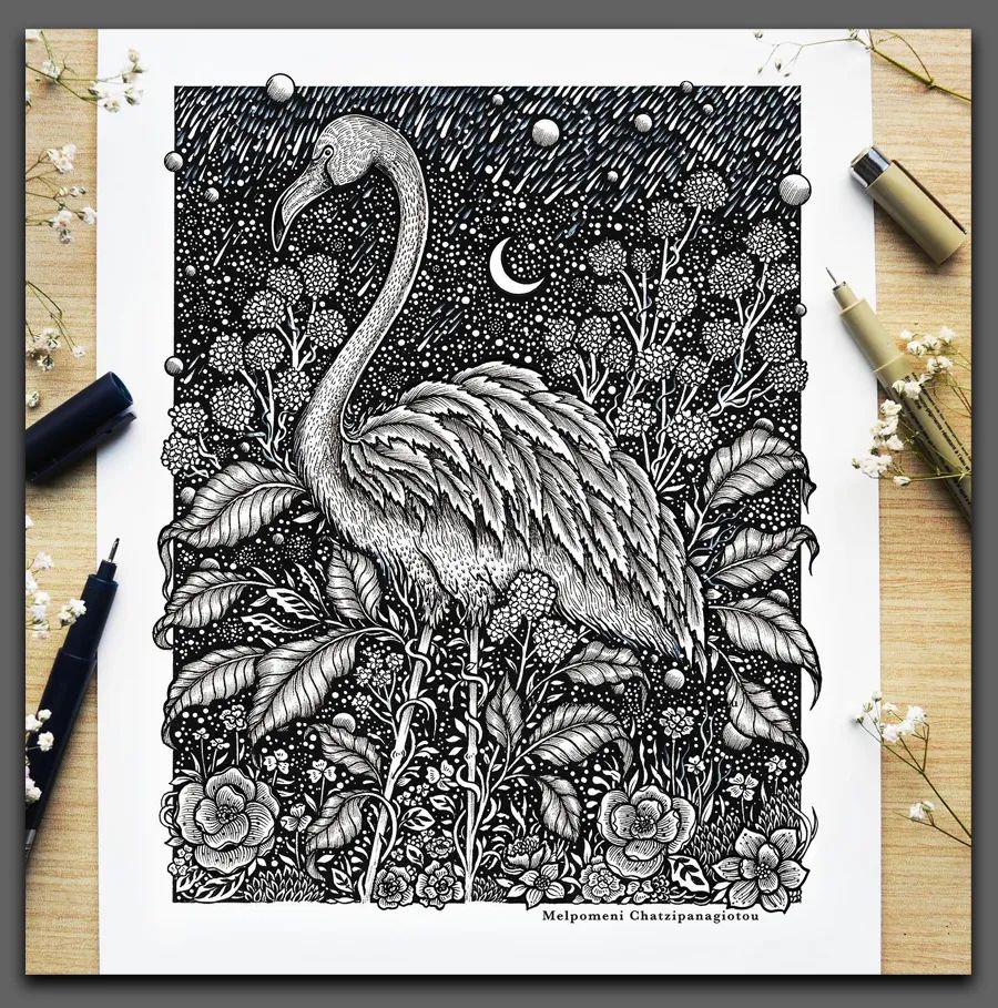 艺术|线条的艺术,精美而富有想象力的黑白装饰画