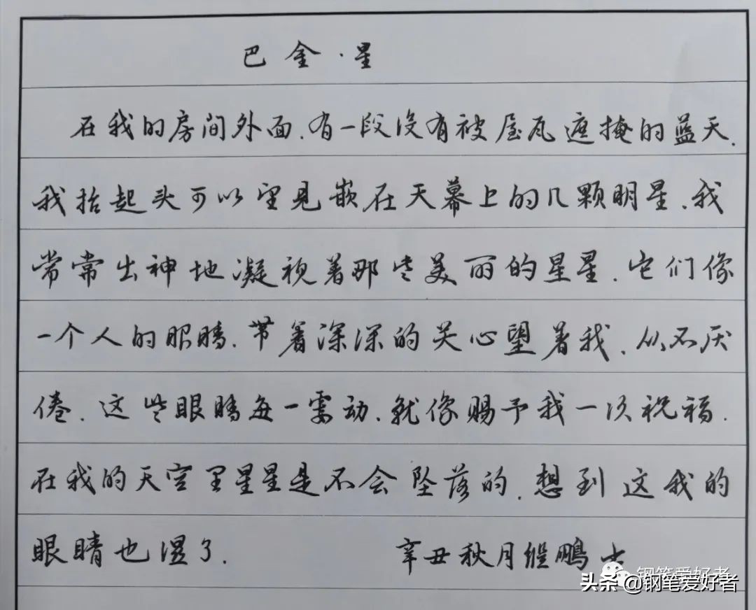 巴金《星》散文节选钢笔字练字打卡作业欣赏