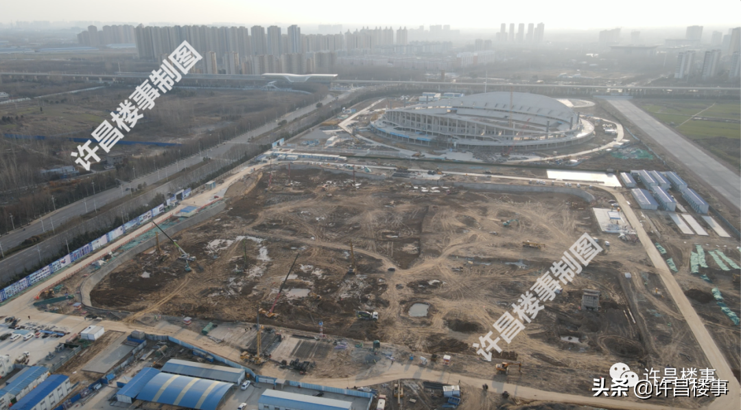 中原科技学院、体育中心、建安综保区、区二高航拍（2022.02）