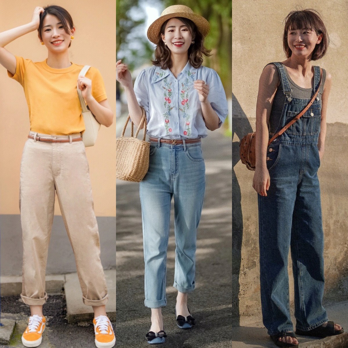 她身高只有153，却成了小个子穿衣标杆！学她的长裤穿法，很显高