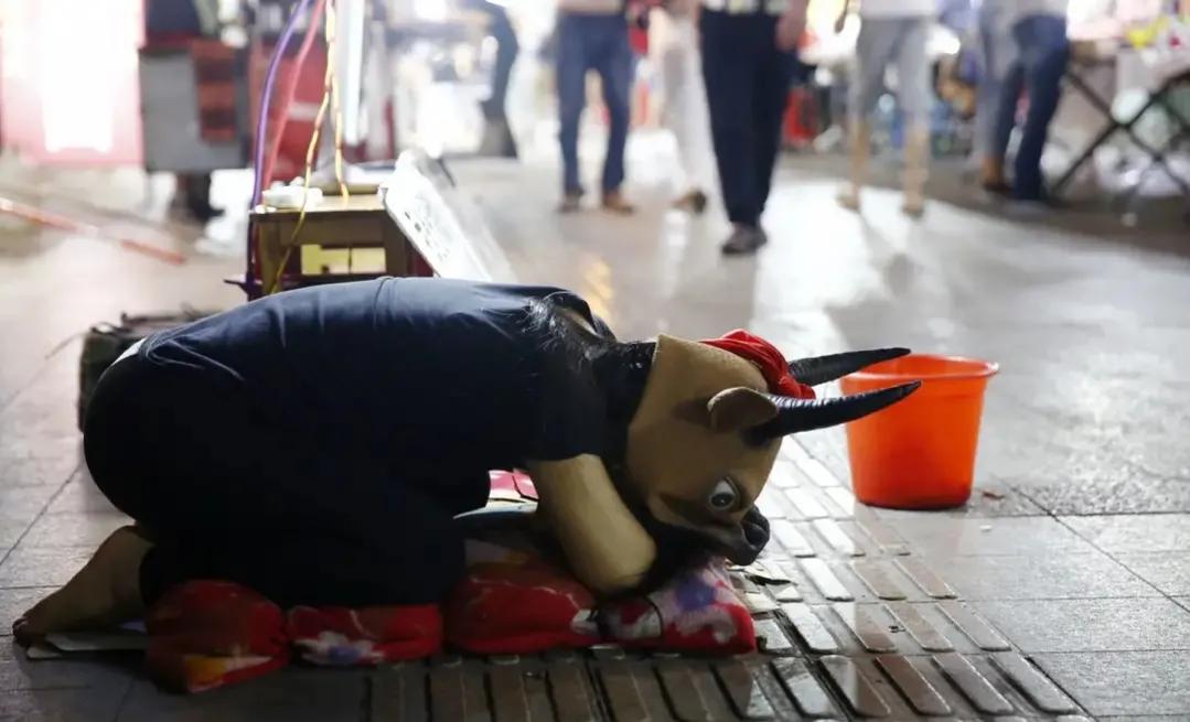 河南15岁女孩街头扮牛让人骑，每次收费5元，背后的故事感动网友