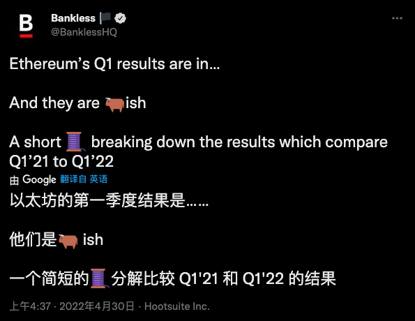 以太坊在2022年第一季度猛增86%，21亿美元的ETH被烧毁