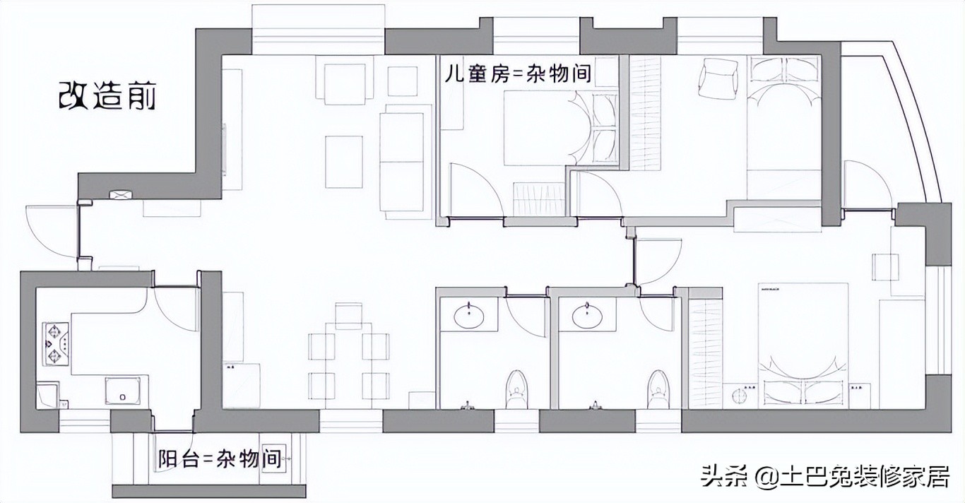 [裝修設計]95㎡老破小堆滿雜物無處站腳，設計師狂打17㎡收納櫃，煥然一新