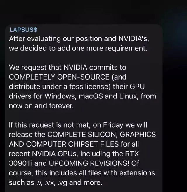 英伟达遭黑客最后通牒：今天必须开源GPU驱动，否则发1TB机密数据