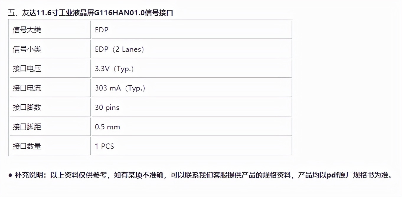 友達11.6寸工業液晶屏G116HAN01.0-11.6寸高分工業屏