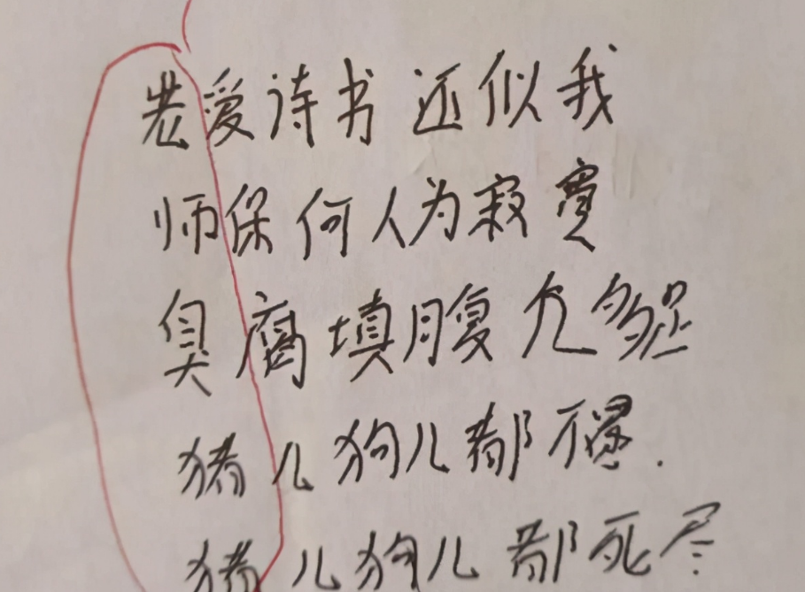 小学生检讨书出现“藏头诗”，老师看后很生气，第二天叫来家长