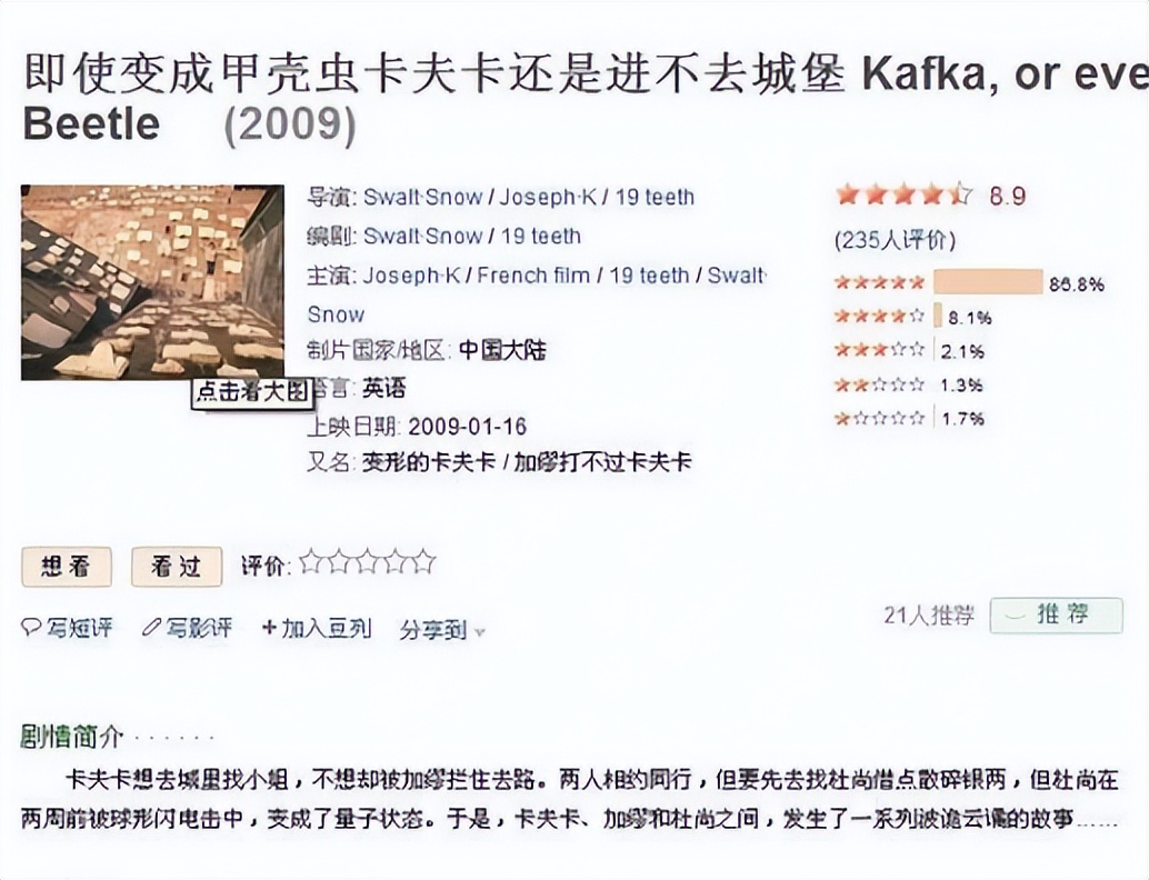 一部不存在的电影，评分却高达8.9分，评价观众超200人