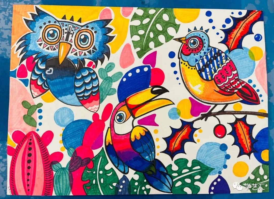 儿童画创作必备素材——42张儿童画，配色漂亮，造型简单