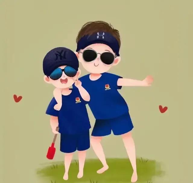二胎兄妹,兄弟卡通图片