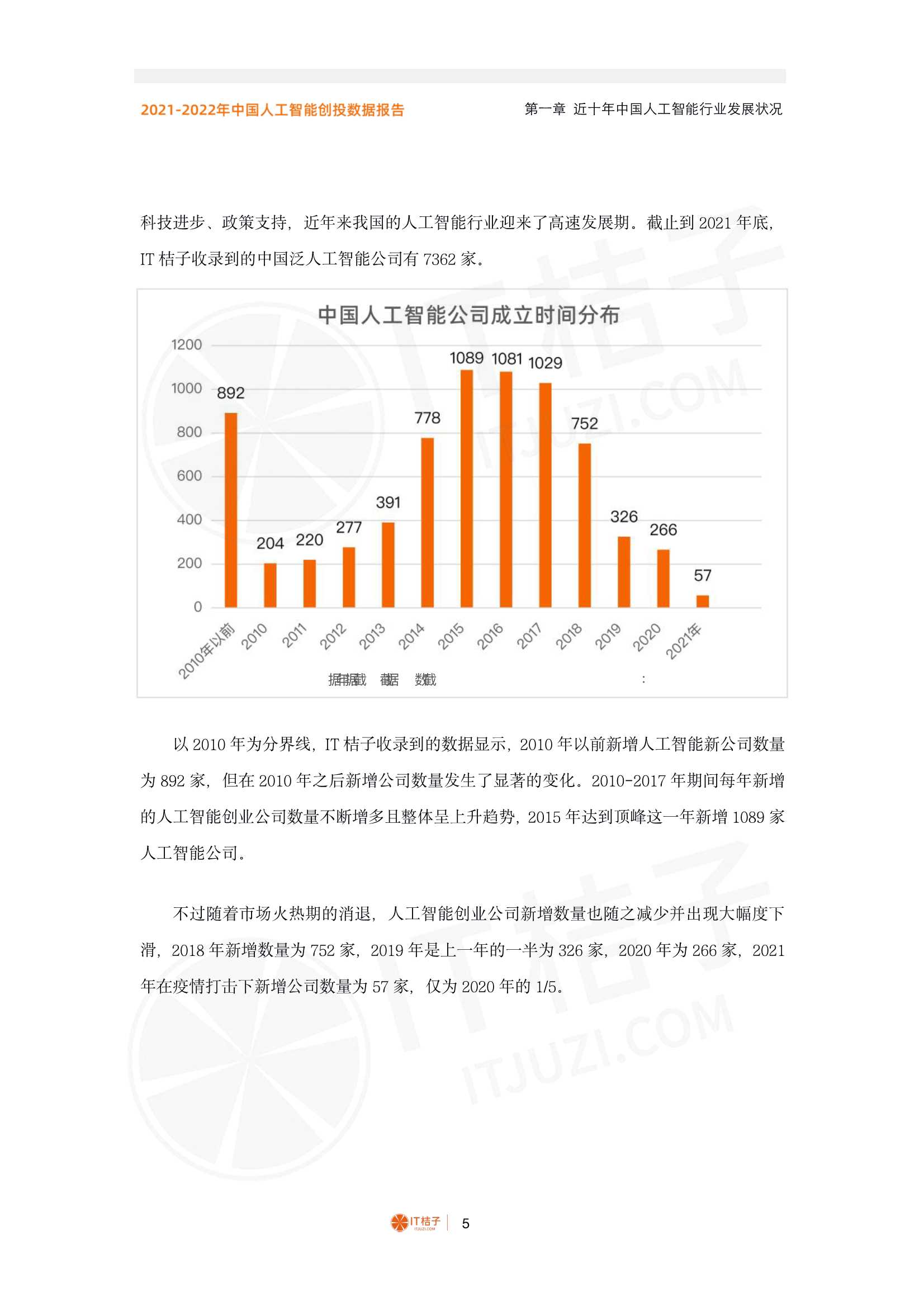 2021-2022年中国人工智能产业创业与投资报告