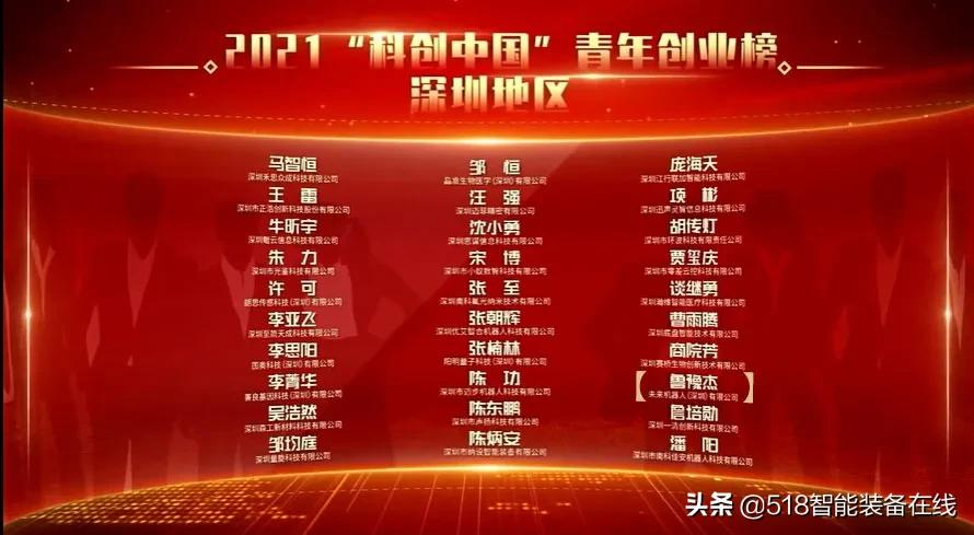 「未来机器人」鲁豫杰博士入选2021“科创中国”深圳青年创业榜