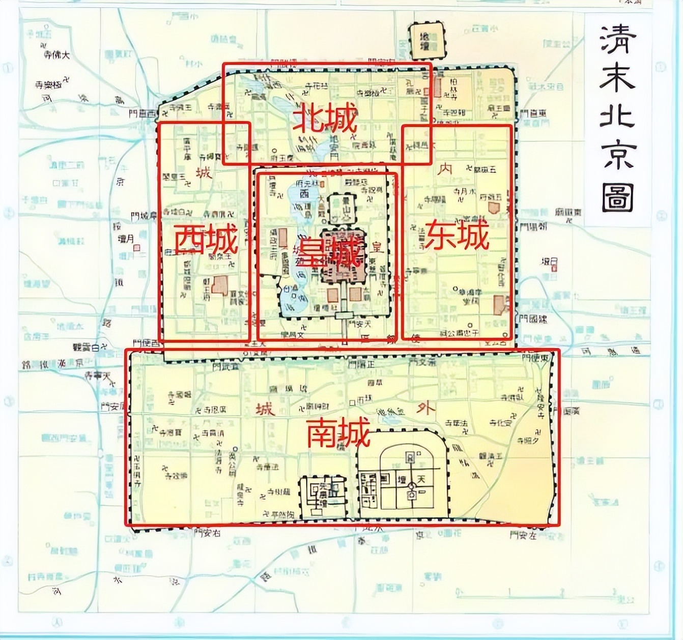 北京内外城平面图图片